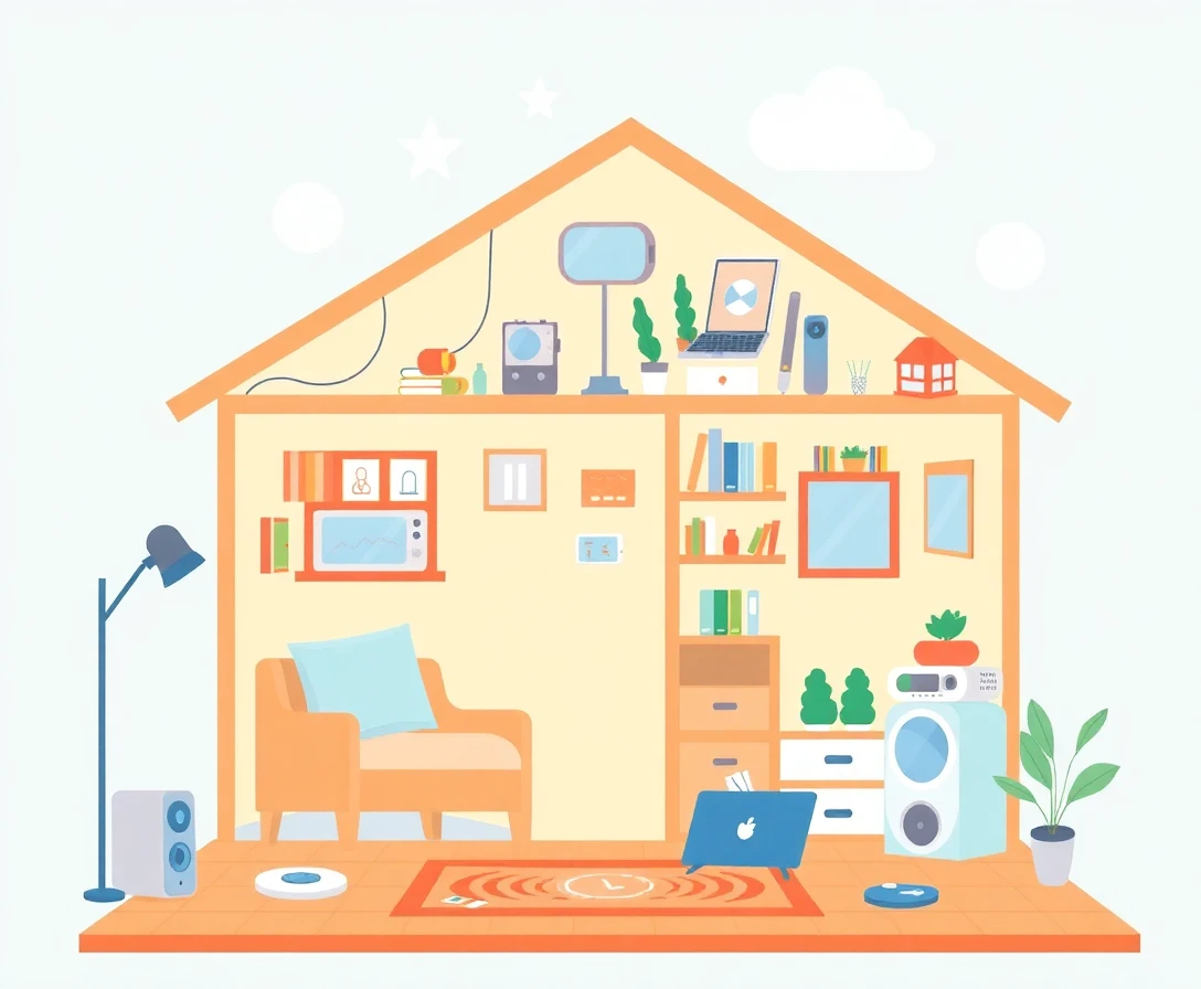 Illustration d'une maison intelligente avec des appareils connectés